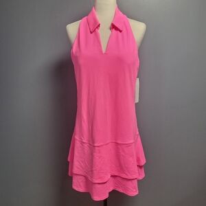 NWT L Lilly Pulitzer UPF 50+ Luxletic Dania Dress Hot Pink Isle Matching Shorts